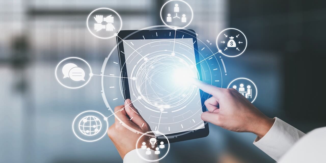 person on tablet using VOIP
