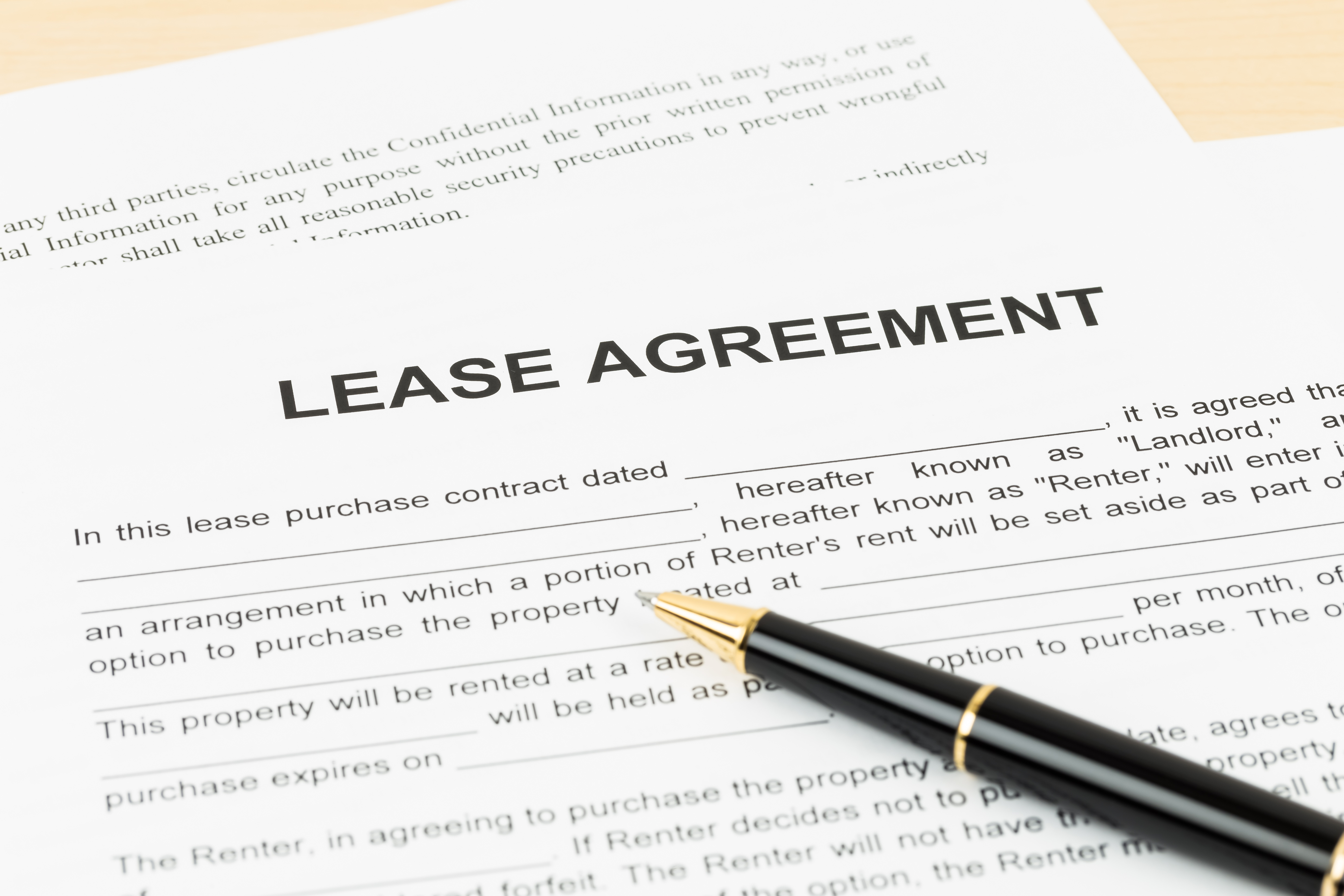 An image of a customized office equipment lease agreement for a business.
