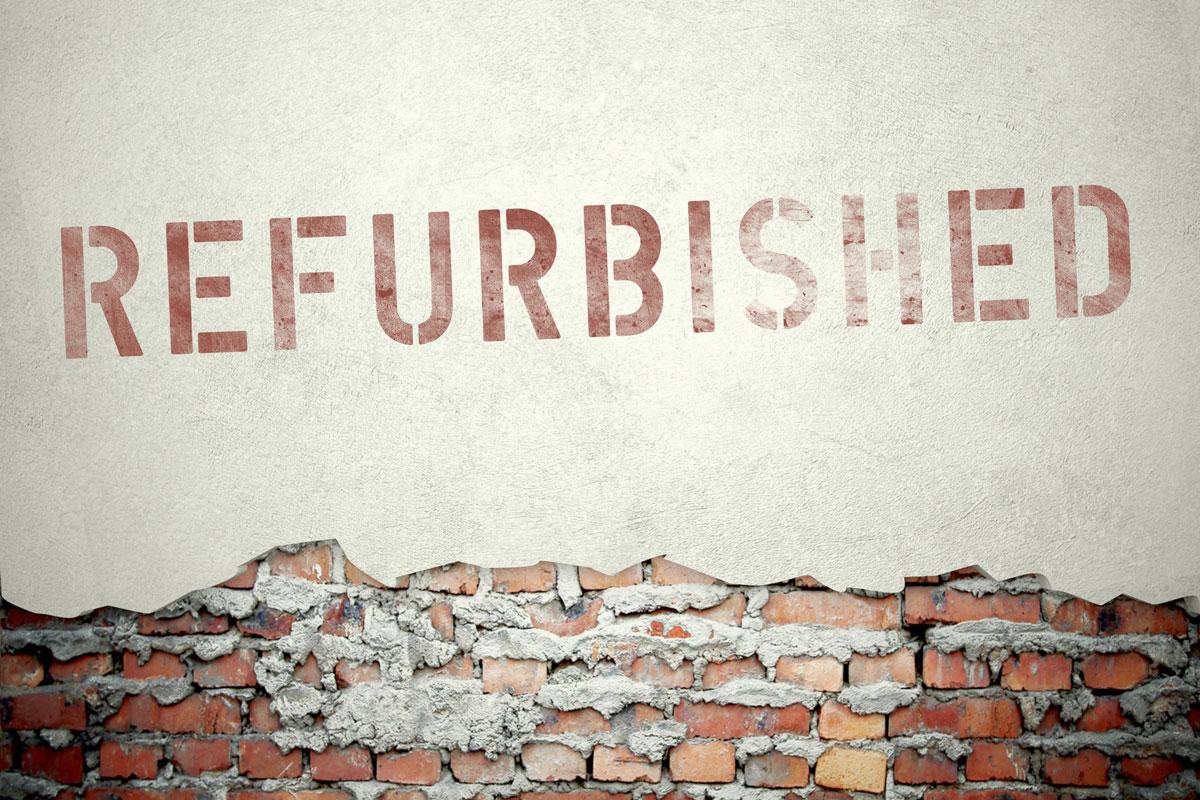 Refurbished stamped on the wall