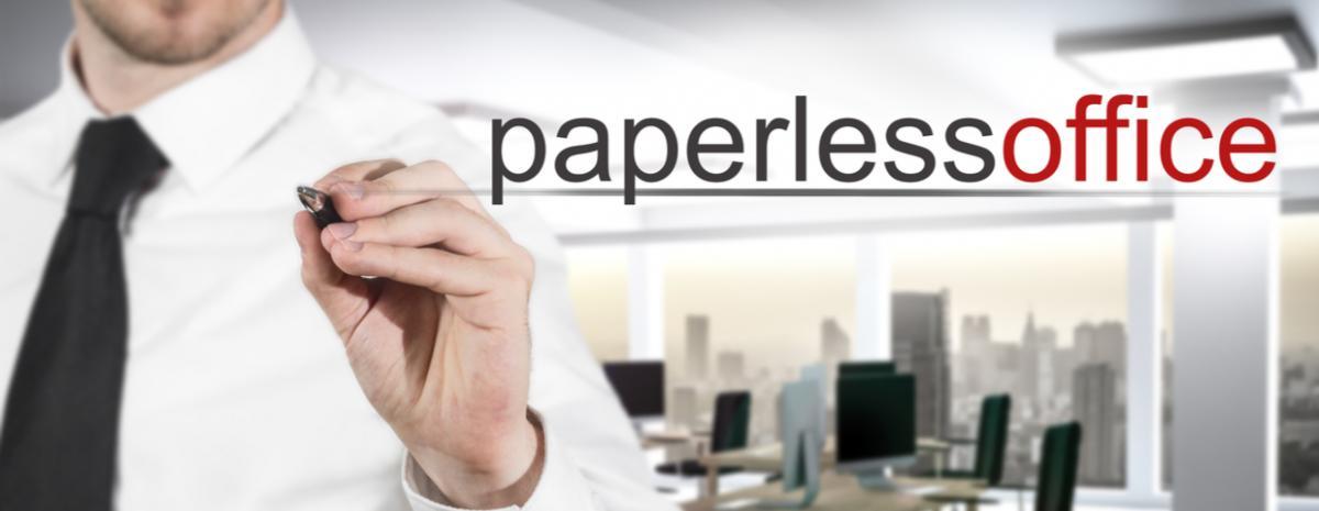 paperless concept, writing paperless on the screen