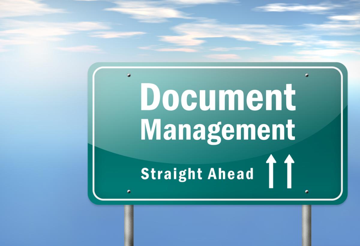 document management straight ahead: freeway sign