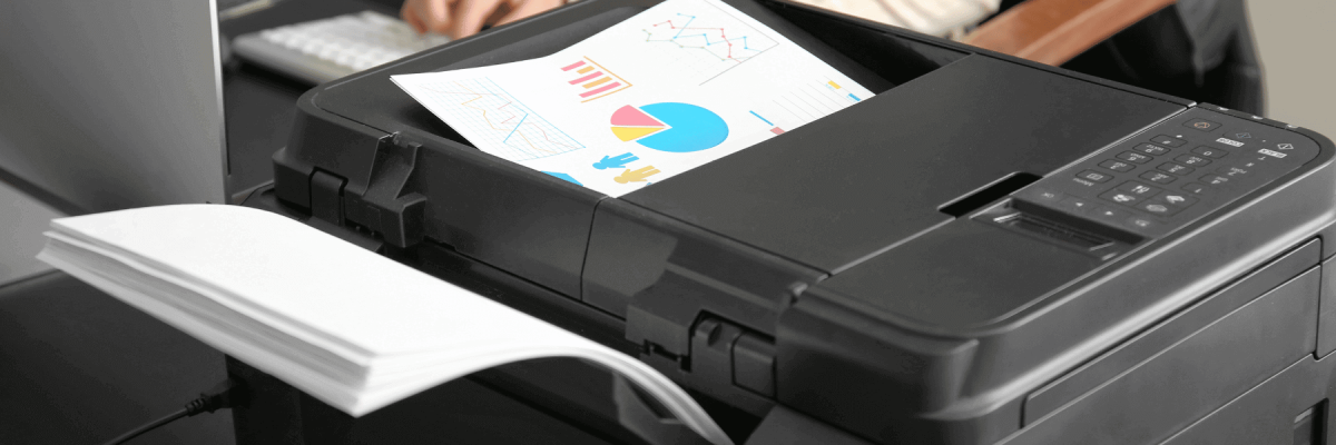 printer with a printing usage report in the dock