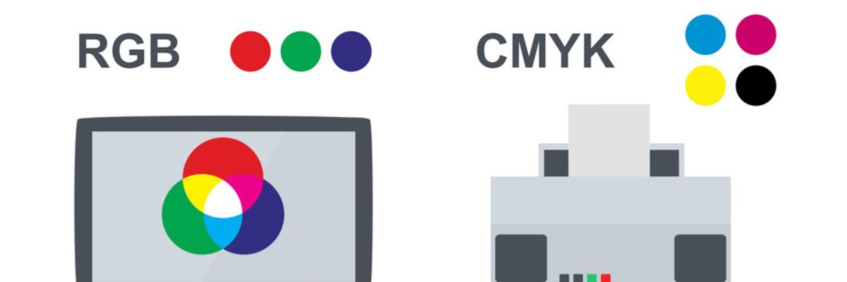 RGB and CMYK illustration on screen, printer