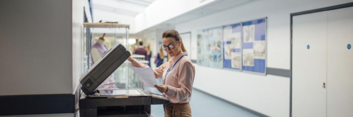 teacher using scanner